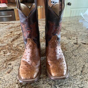 Rios of Mercedes Ostrich Full Quill Square Toed Cowboy Boots